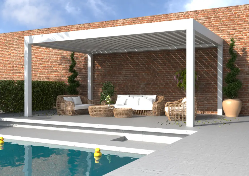 AZULE PLUS BIO blanca con las lamas orientables parcialmente abiertas