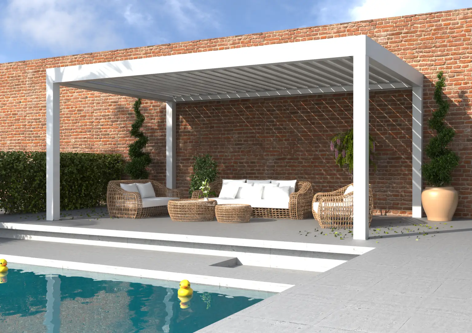 AZULE PLUS BIO blanca con las lamas orientables parcialmente abiertas